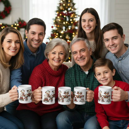taza personlizada para regalar a la familia con nombres y dibujos divetidos