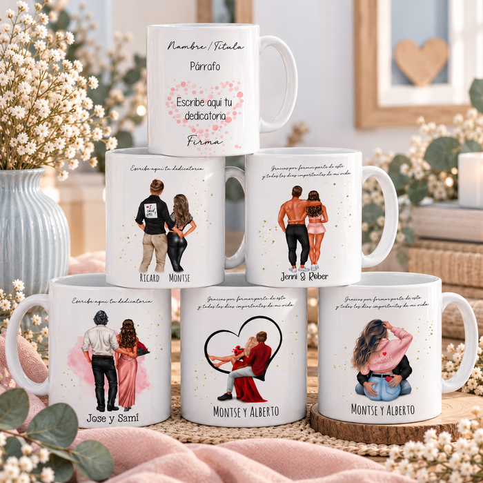 Taza personalizada con ilustración de pareja | Regalo original enamorados