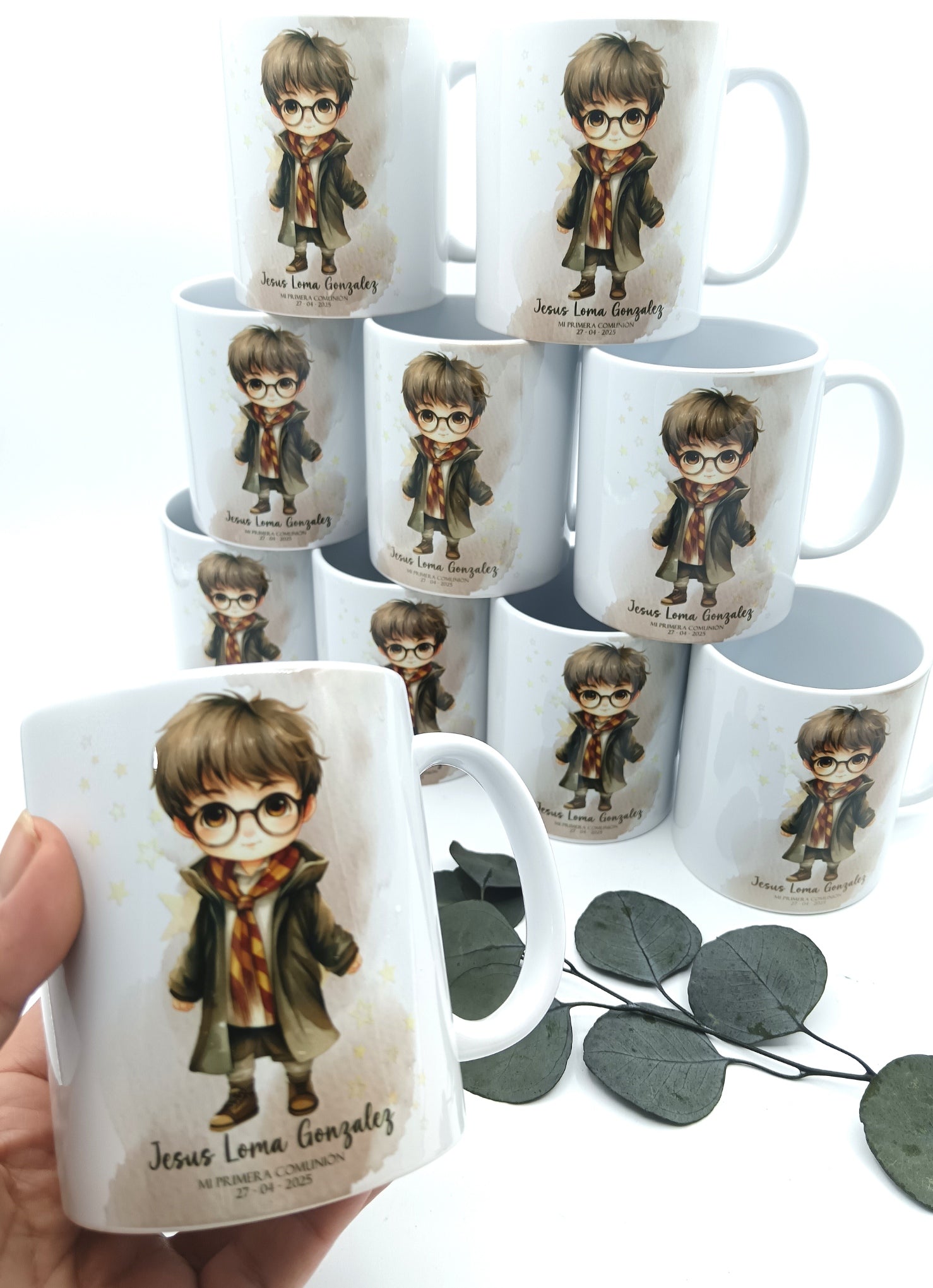 Tazas de invitados de comunión diseño harry potter