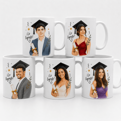 Tazas con caricatura personalizada a partir de foto para regalar en graduación