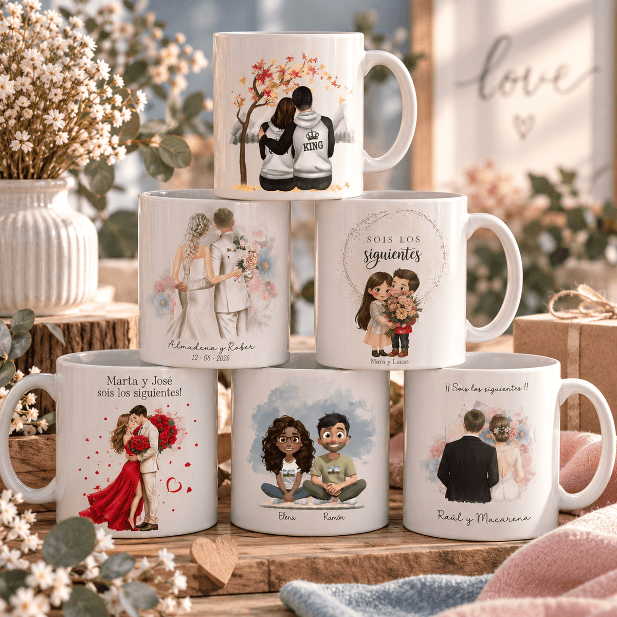 Pack de dos tazas personalizadas como regalo original para los siguientes en casarse · De Moi à Toi
