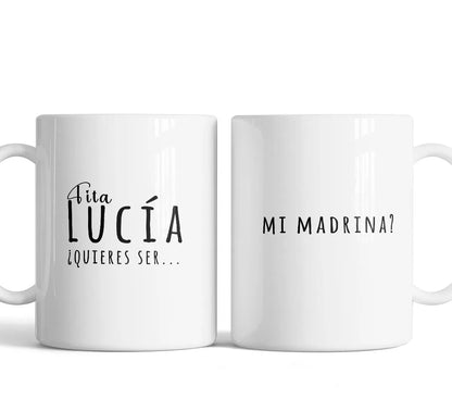 Taza con mensaje editable online para boda y padrinos