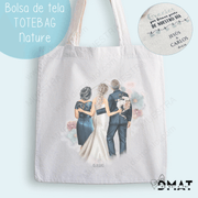 tote bag personalizada regalo familiares boda ilustración premium
