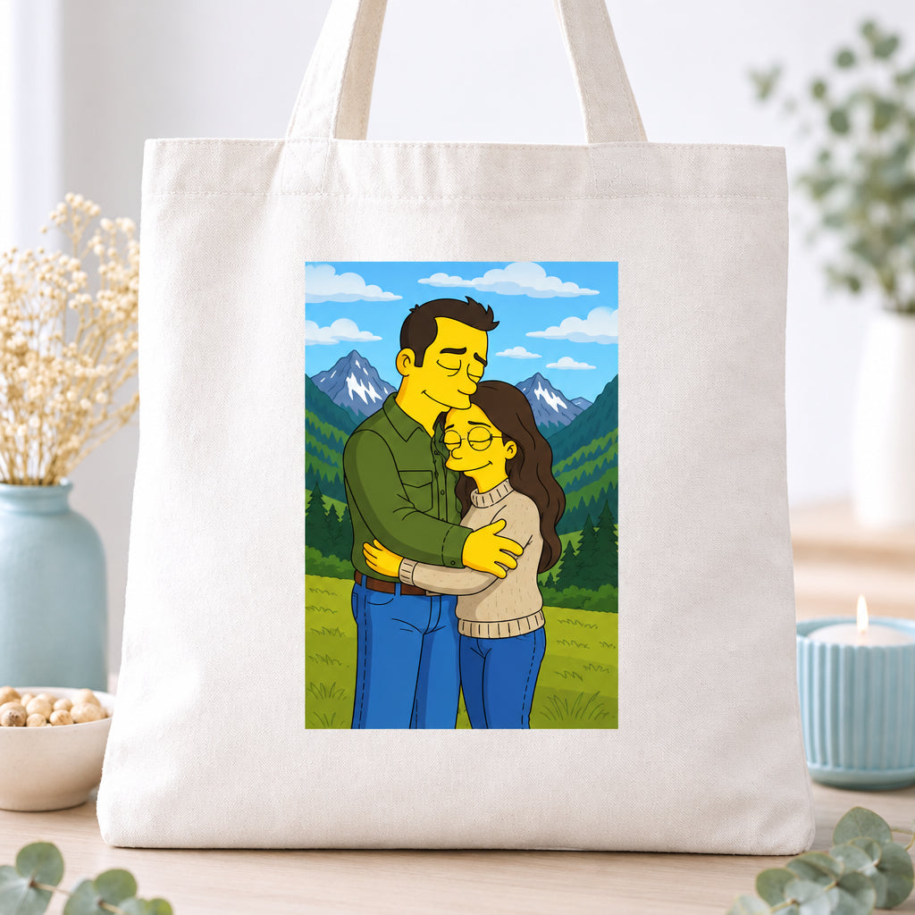 Totebag personalizada con caricatura estilo Simpson desde foto, regalo original para amigas