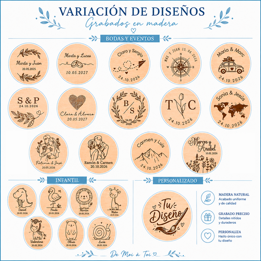 Espejo de bambú personalizado boda, bautizo, comunión | Detalle invitadas elegante