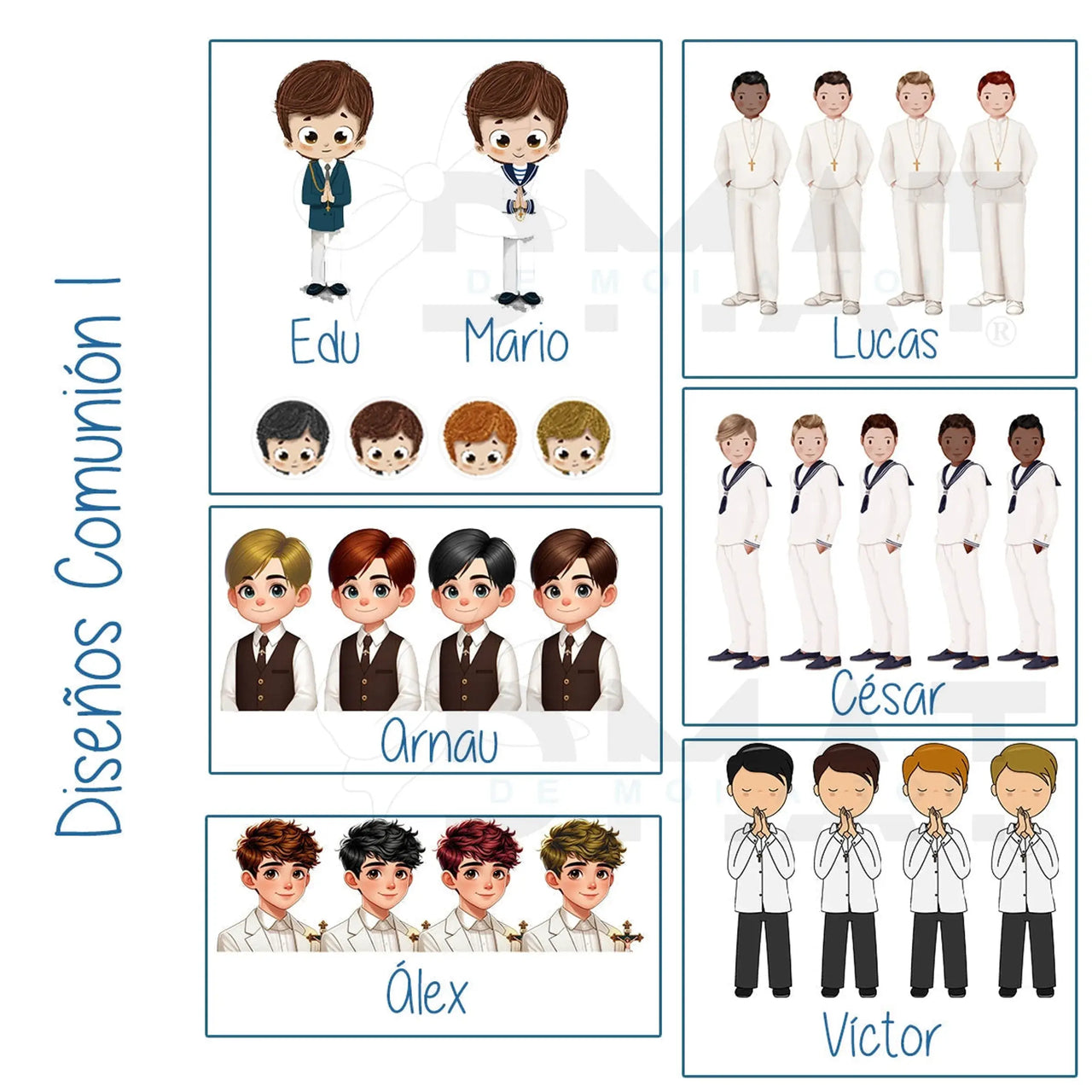 Diseños de muñeco de comunión para editar detalles de invitados