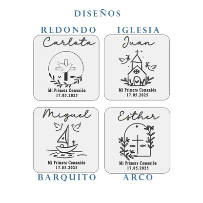 Imán de madera natural personalizado - recuerdo infantil