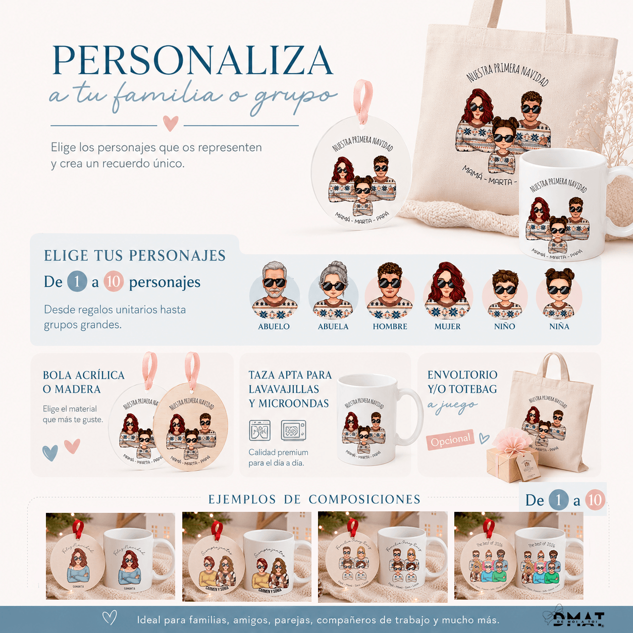 Creador de personajes Chibi en vivo - Elige pelo, piel y jersey para tu regalo navidad personalizado