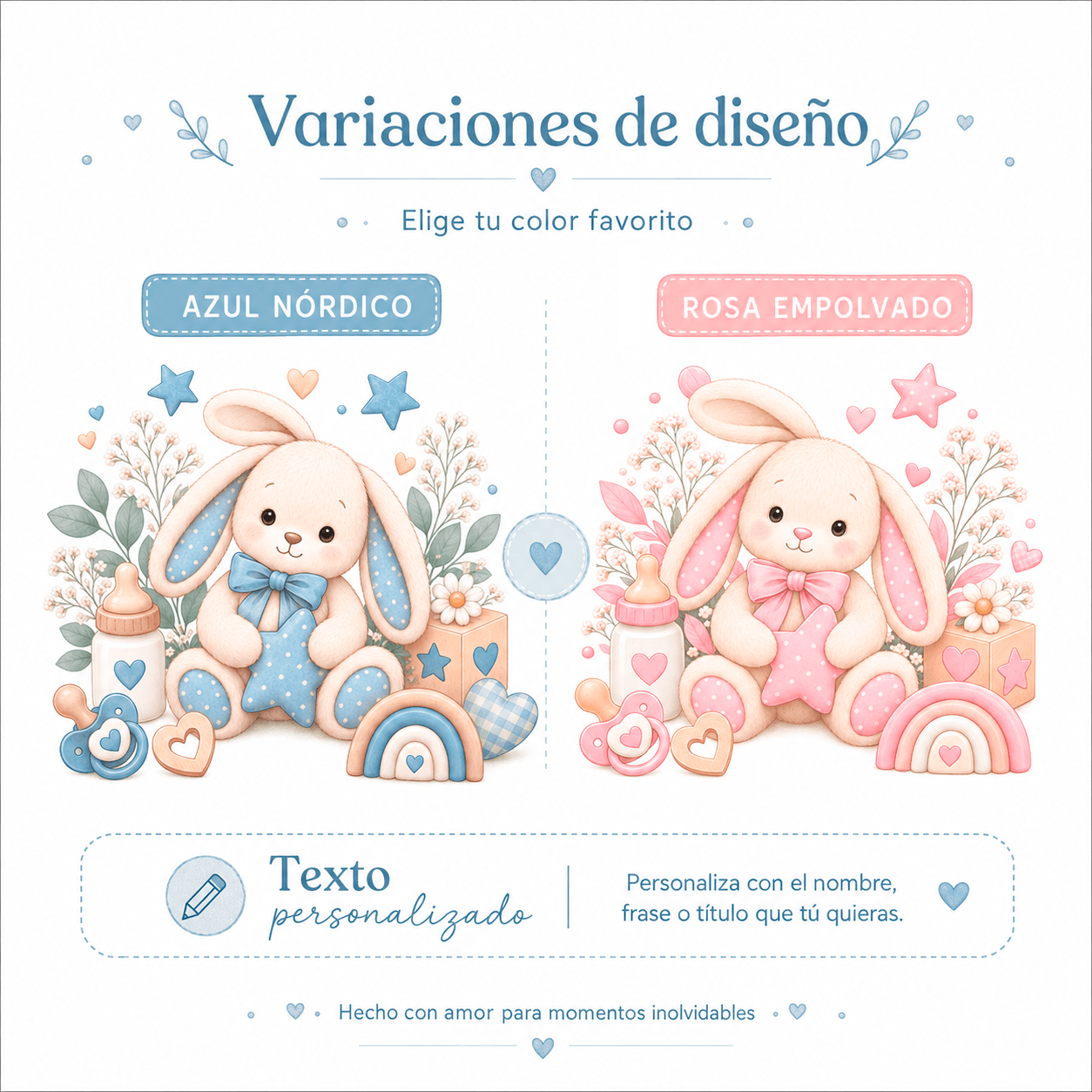 Set Regalo Bebé Personalizado - Marco imán, Taza y Tarjeta | Anuncio Nacimiento o Padrinos