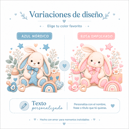 Set Regalo Bebé Personalizado - Marco imán, Taza y Tarjeta | Anuncio Nacimiento o Padrinos