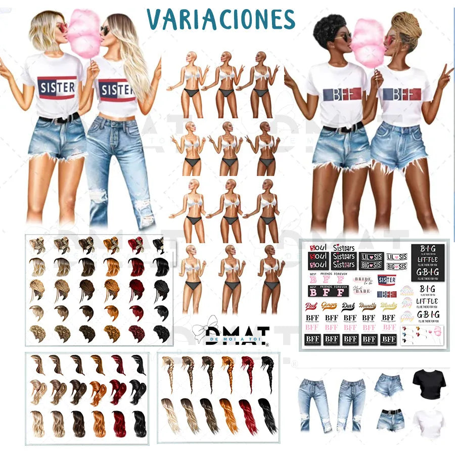 Regalos con Ilustración personalizada - Best Friends Nube de azúcar