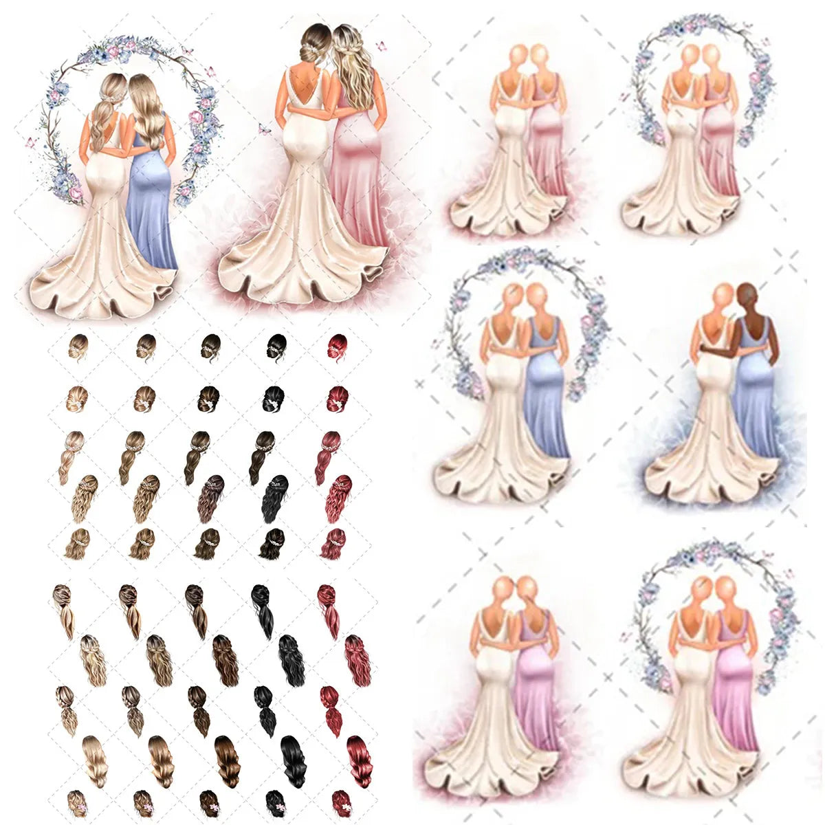 Cliparts para personalizar de boda para regalar a novias y damas de honor - de moi a toi