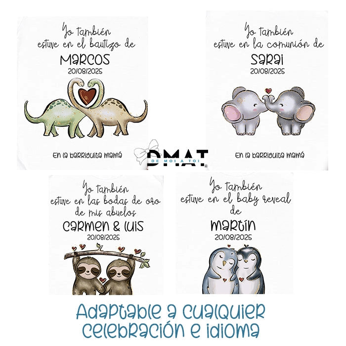 Babero Yo estuve en la boda - Animalitos (Diseños)-En estuche de regalo