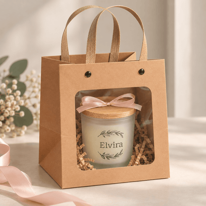 Bolsa kraft con ventana y asas | Pack de 10
