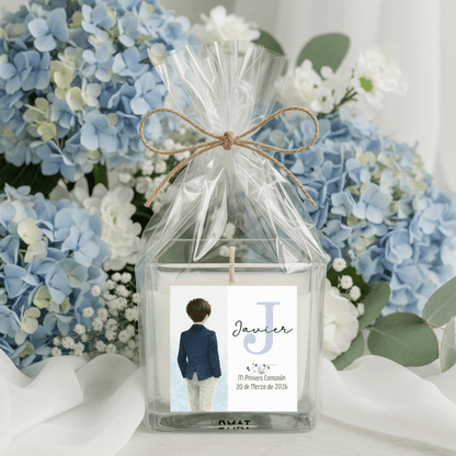 Vela personalizada como detalle de comunión original unisex