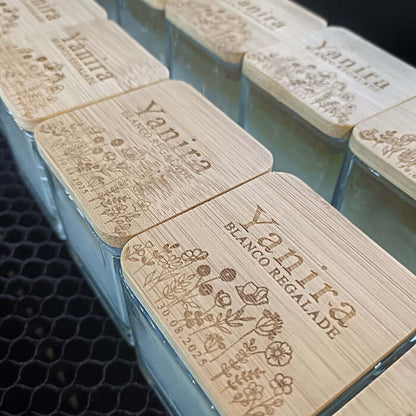 Velas personalizadas grabadas a láser