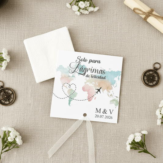 Lágrimas de felicidad boda personalizadas temática viajes