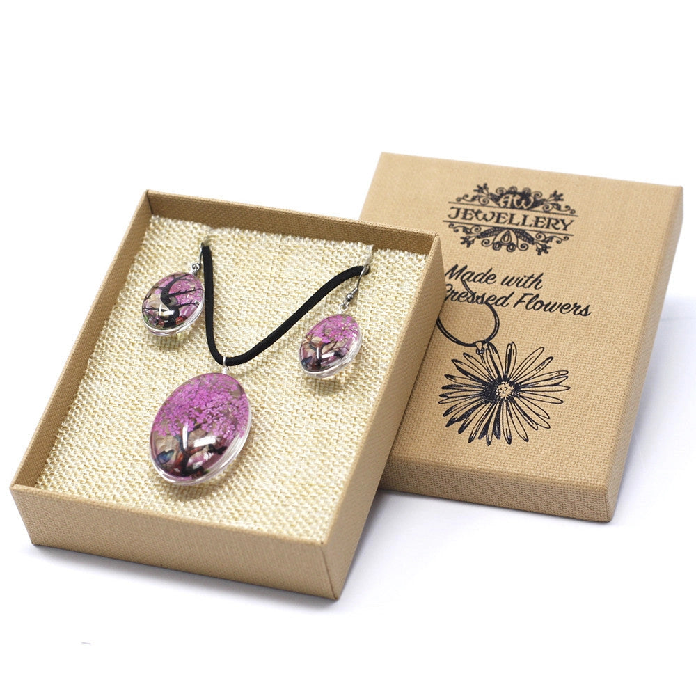 Conjunto  Cristal Flores prensadas - Árbol de vida