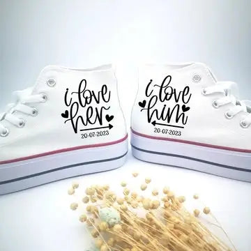 Zapatillas personalizadas - I lover Her & Him (H&M) - Regalo original personalizado - DE MOI À TOI