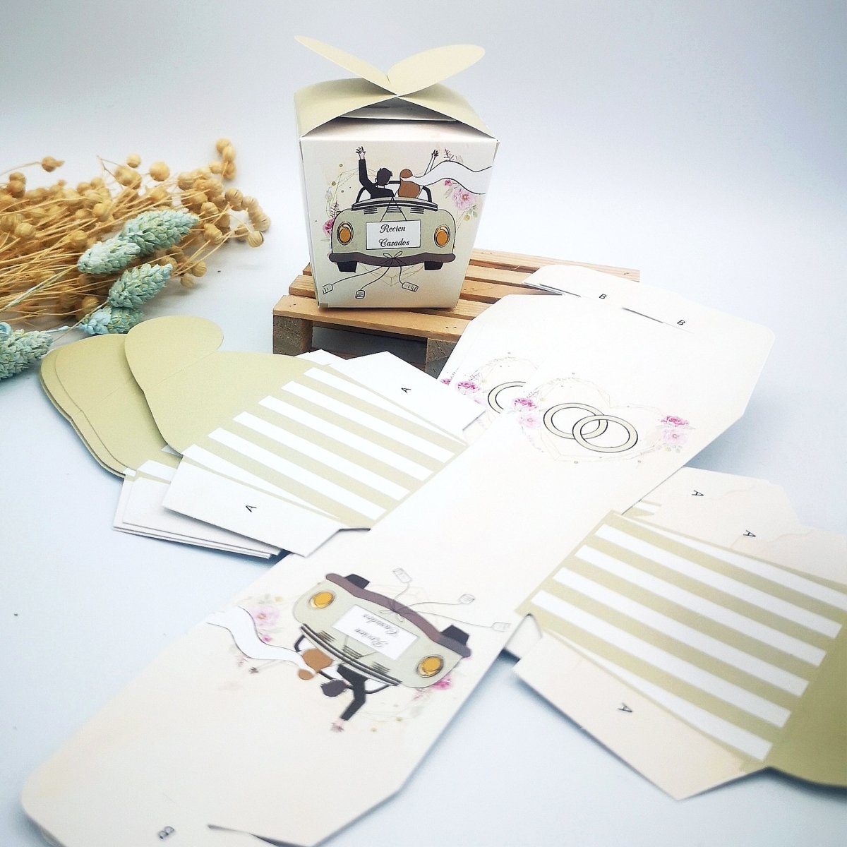 Cajas para detalles con solapa corazón (12 uds) - Regalo original personalizado - DE MOI À TOI