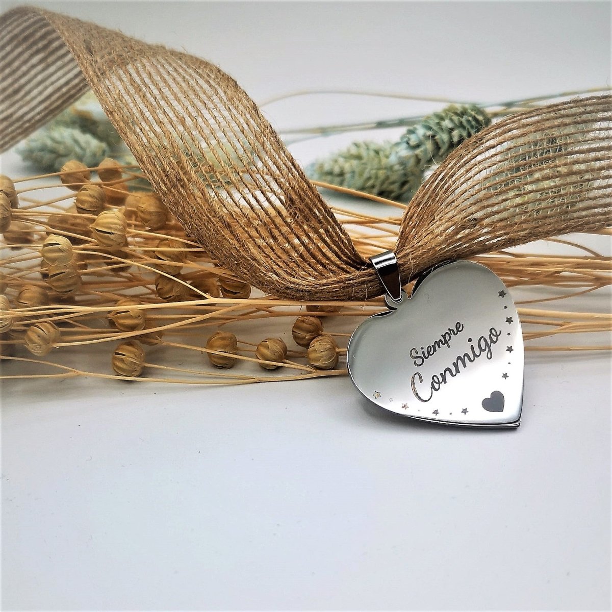 Colgante Corazón de acero personalizado - Un trocito de cielo - Regalos originales personalizados - DE MOI À TOI |DMAT