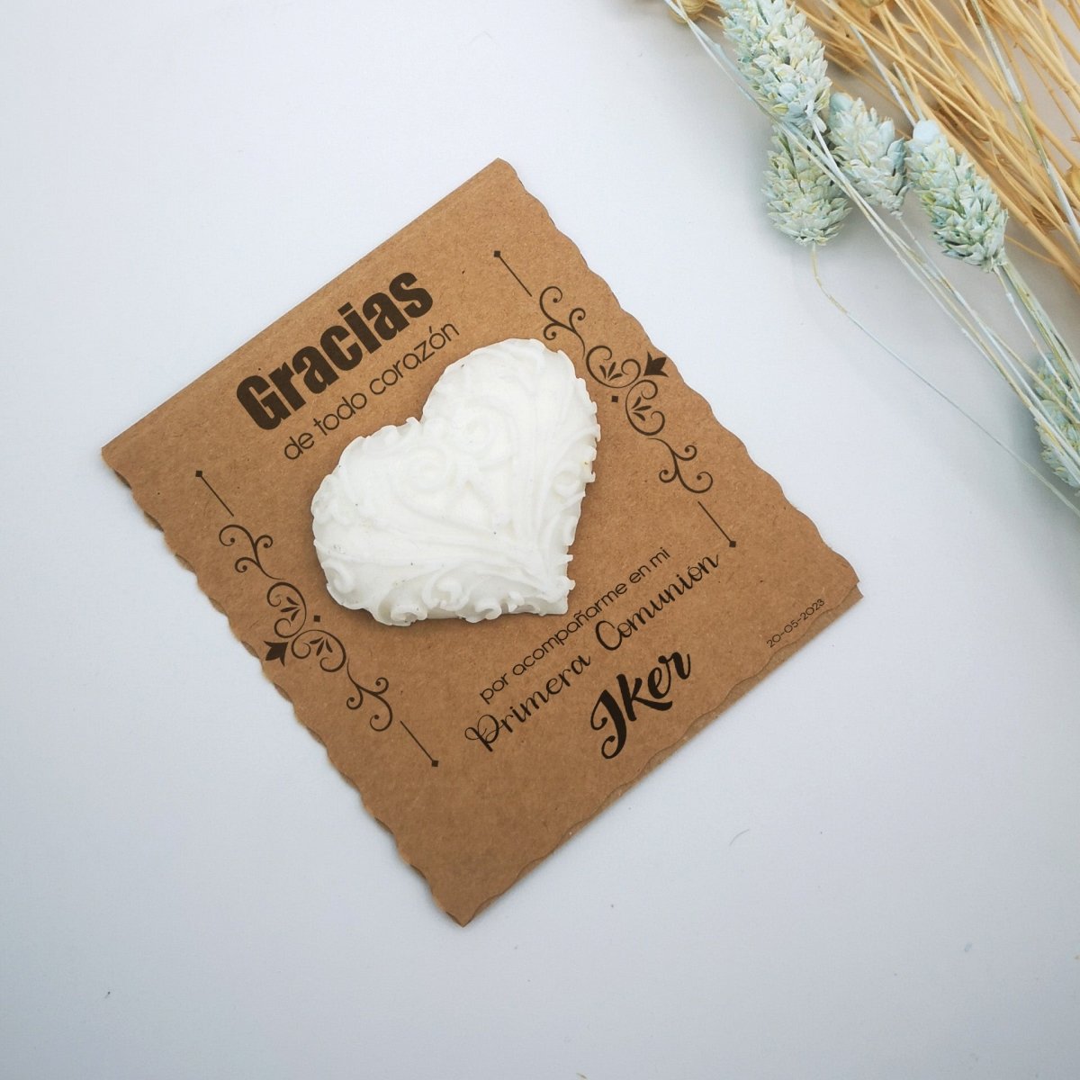 Corazón de jabón en cartón para comunión - Regalos originales personalizados - DE MOI À TOI |DMAT