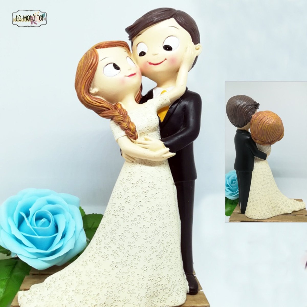 Figura tarta de boda novios caricias 21cm - Regalo original personalizado - DE MOI À TOI