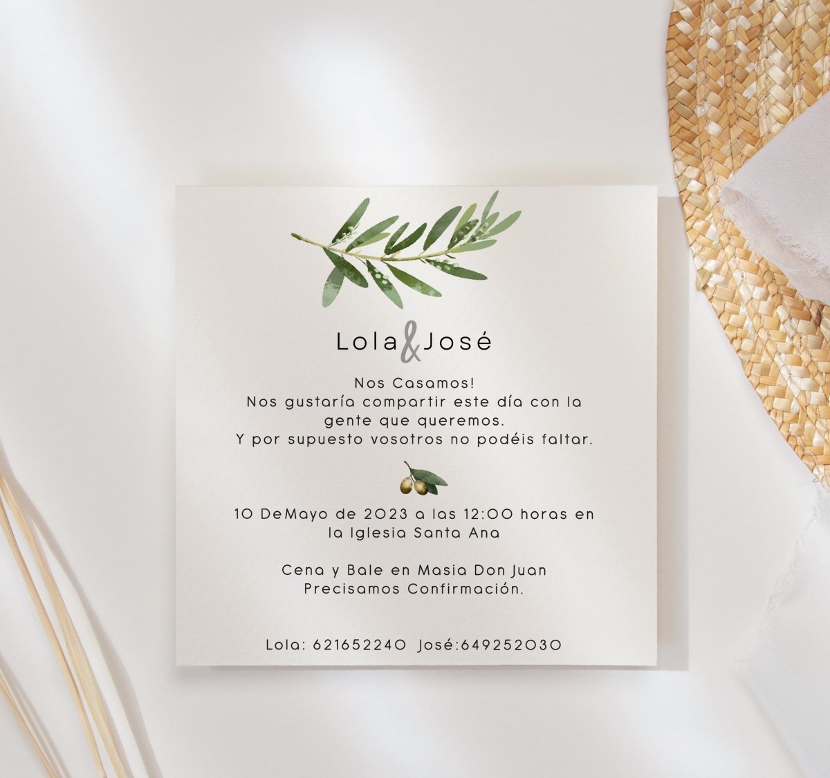 Invitación de boda Oliva - Regalos originales personalizados - DE MOI À TOI |DMAT