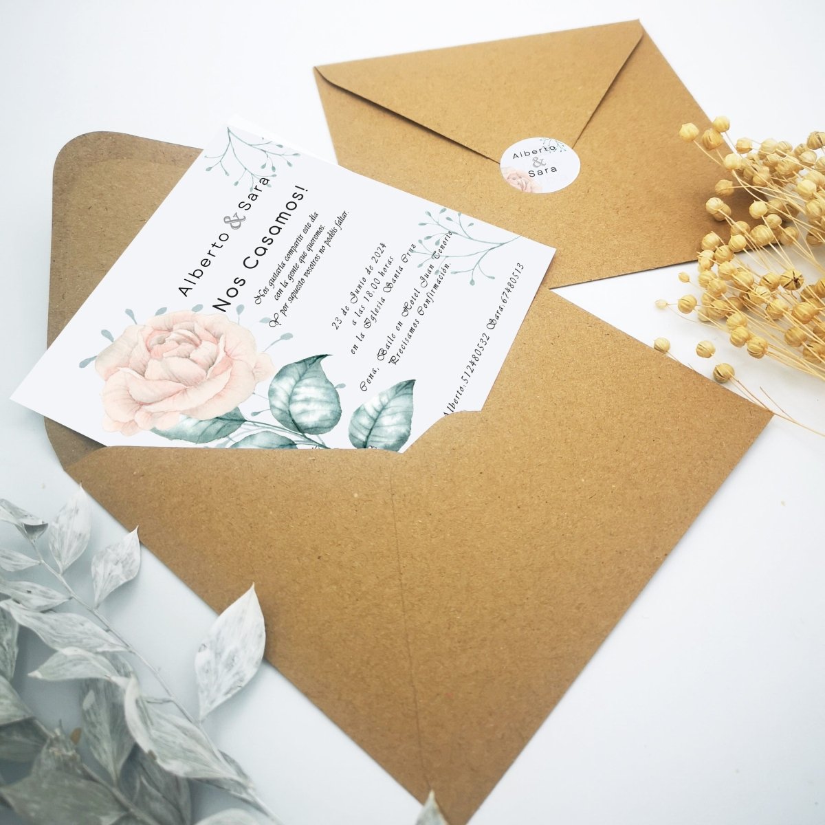 Invitación de boda Rose - Regalos originales personalizados - DE MOI À TOI |DMAT