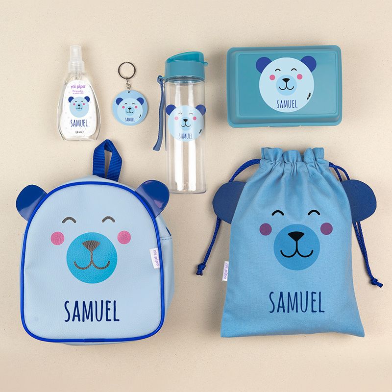 Pack completo cole Oso azul personalizado + Llavero regalo - Regalos originales personalizados - DE MOI À TOI |DMAT