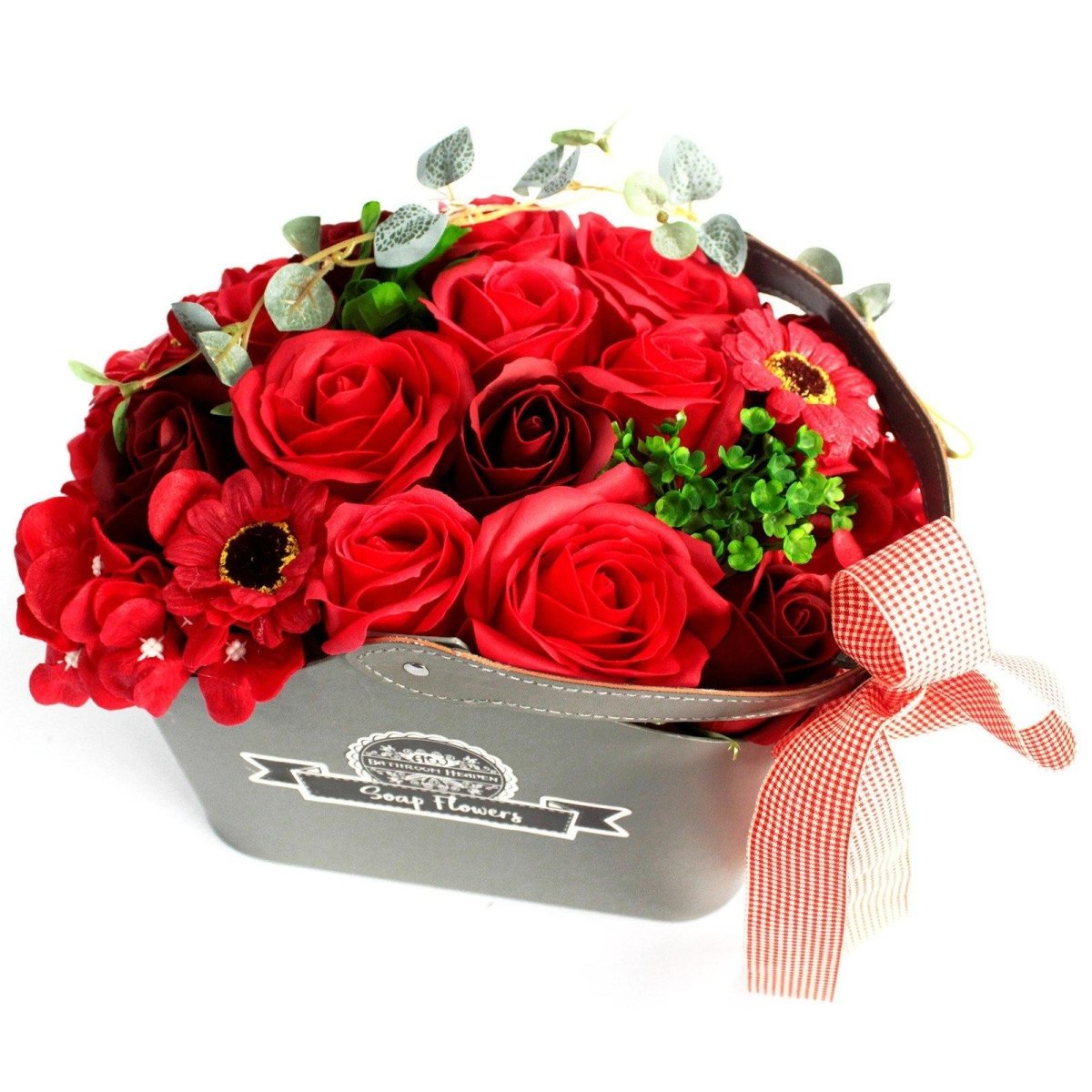 Rojo grande-Cesta ramo de flores jabón - Regalo original personalizado - DE MOI À TOI