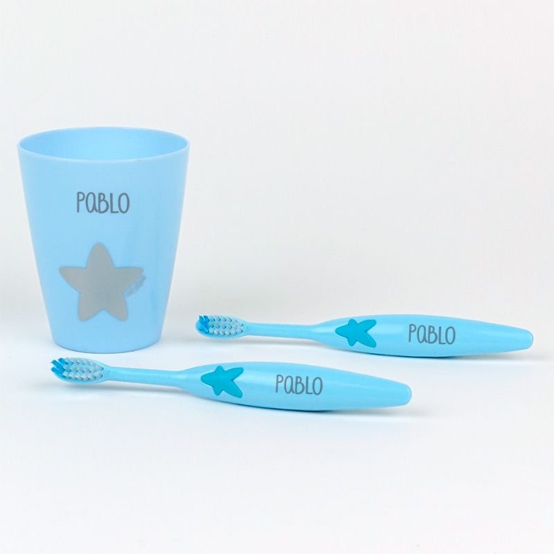 Set cepillos de dientes y vasito personalizado (2 colores) - Regalos originales personalizados - DE MOI À TOI |DMAT