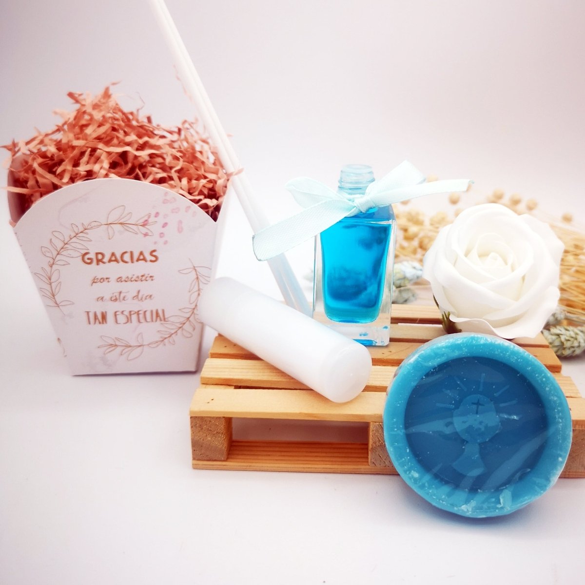 Set invitados aroma azul comunión - Regalos originales personalizados - DE MOI À TOI |DMAT