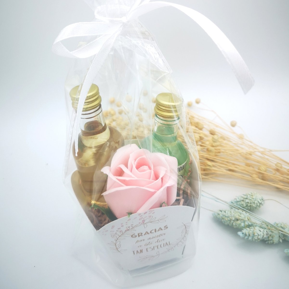 Set minilicores con flor de jabón - Regalos originales personalizados - DE MOI À TOI |DMAT