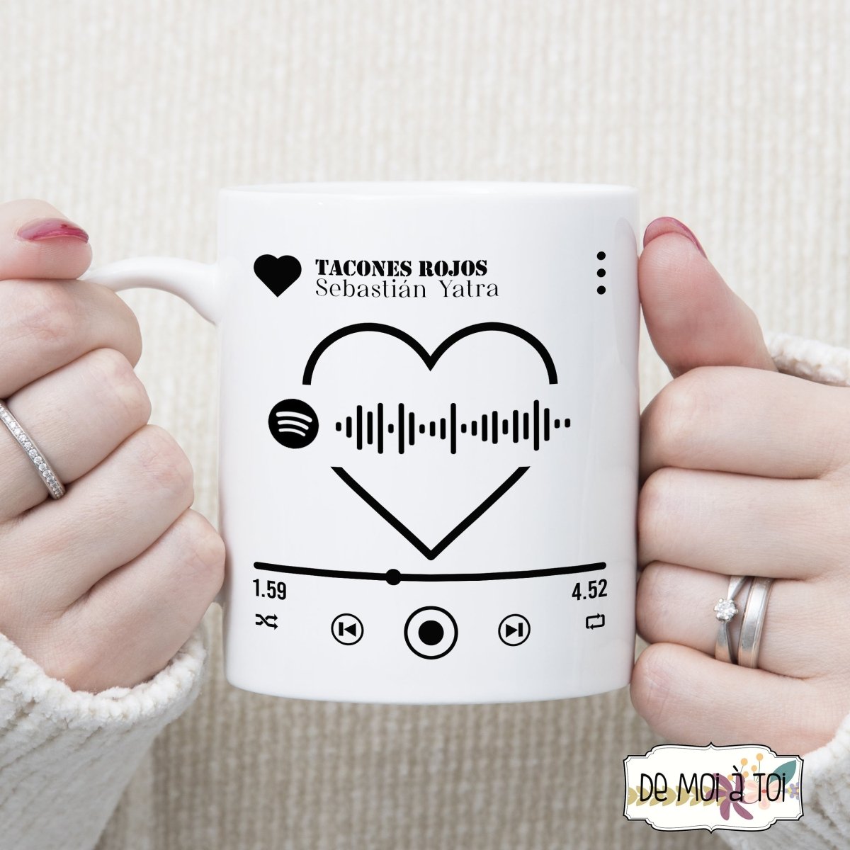 Spotify Corazón con código - Taza personalizada - Regalos originales personalizados - DE MOI À TOI |DMAT