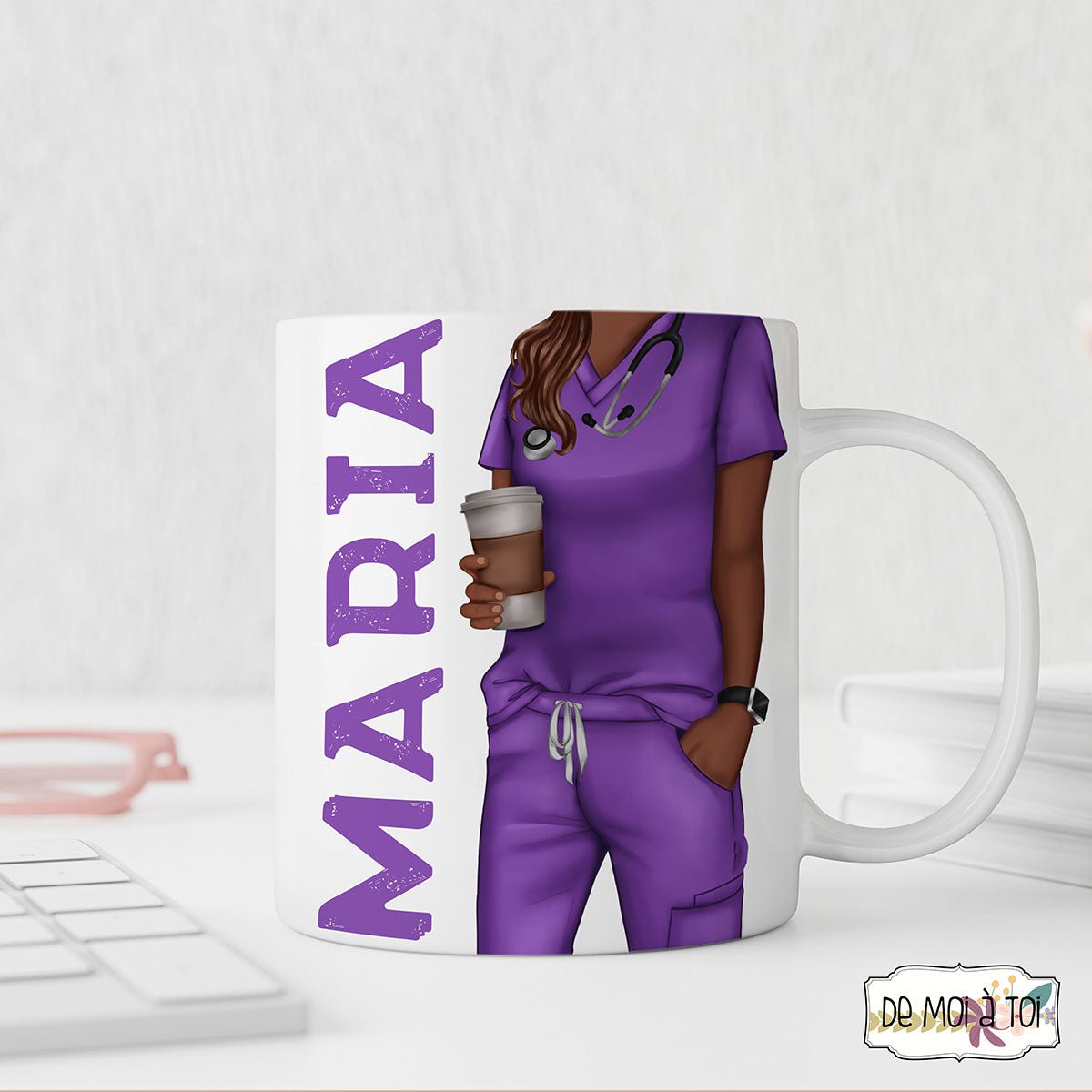 Taza Enfermera - Editable - Regalos originales personalizados - DE MOI À TOI |DMAT